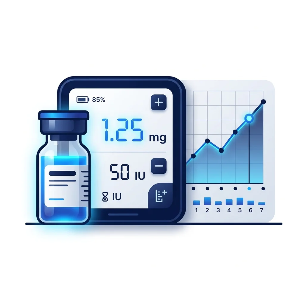 Peptide mixing calculator for weight loss showing dosage tracking and vial measurement